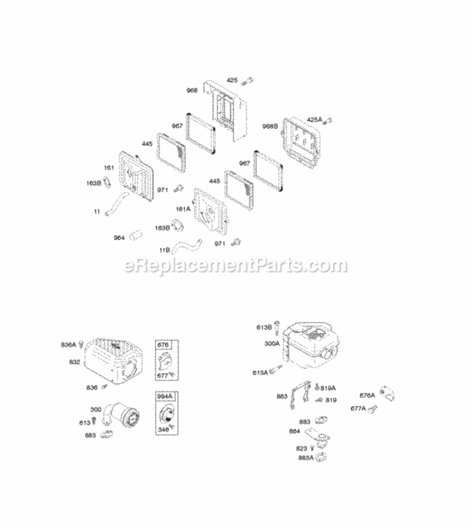 Air_Cleaner_Exhaust_System Diagram and Parts List for 15T212-1128-F8  Briggs and Stratton Engine